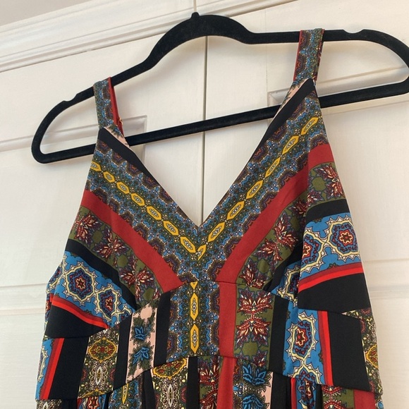 T. Tahari Maxi Dress Vintage Print Tile Paisley Homecoming Adjustable Size Small - Picture 5 of 11